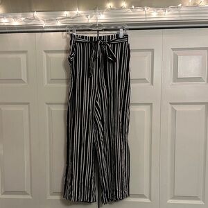 Angie Black and White Striped Wide Leg Pants